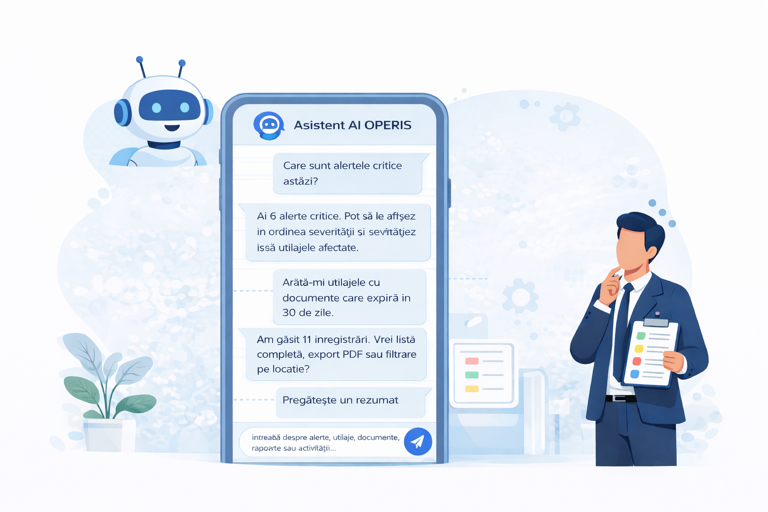 Asistent AI OPERIS pentru alerte, documente si rapoarte